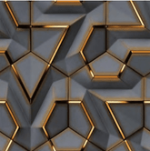 3D Gold and Gray Geometric Waterproof Wallpaper - Northern Interiors